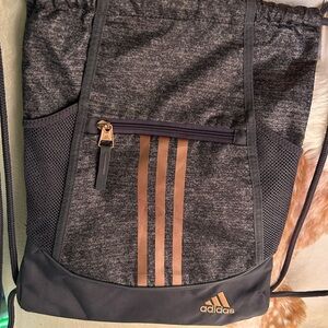 Adidas Charcoal and Bronze Drawstring Gym Bag